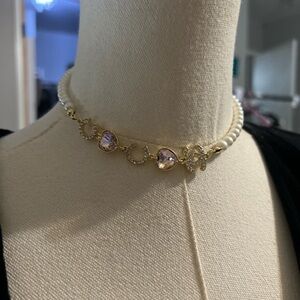 Pearl Heart CC Choker Necklace